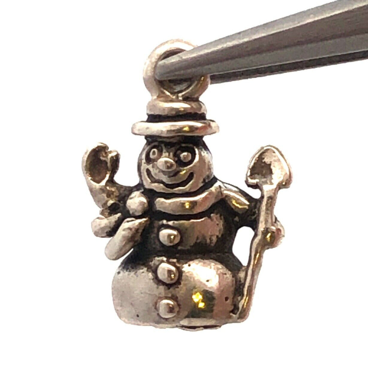 Vintage 925 Sterling Silver Snowman Christmas Holidays Dangle Charm