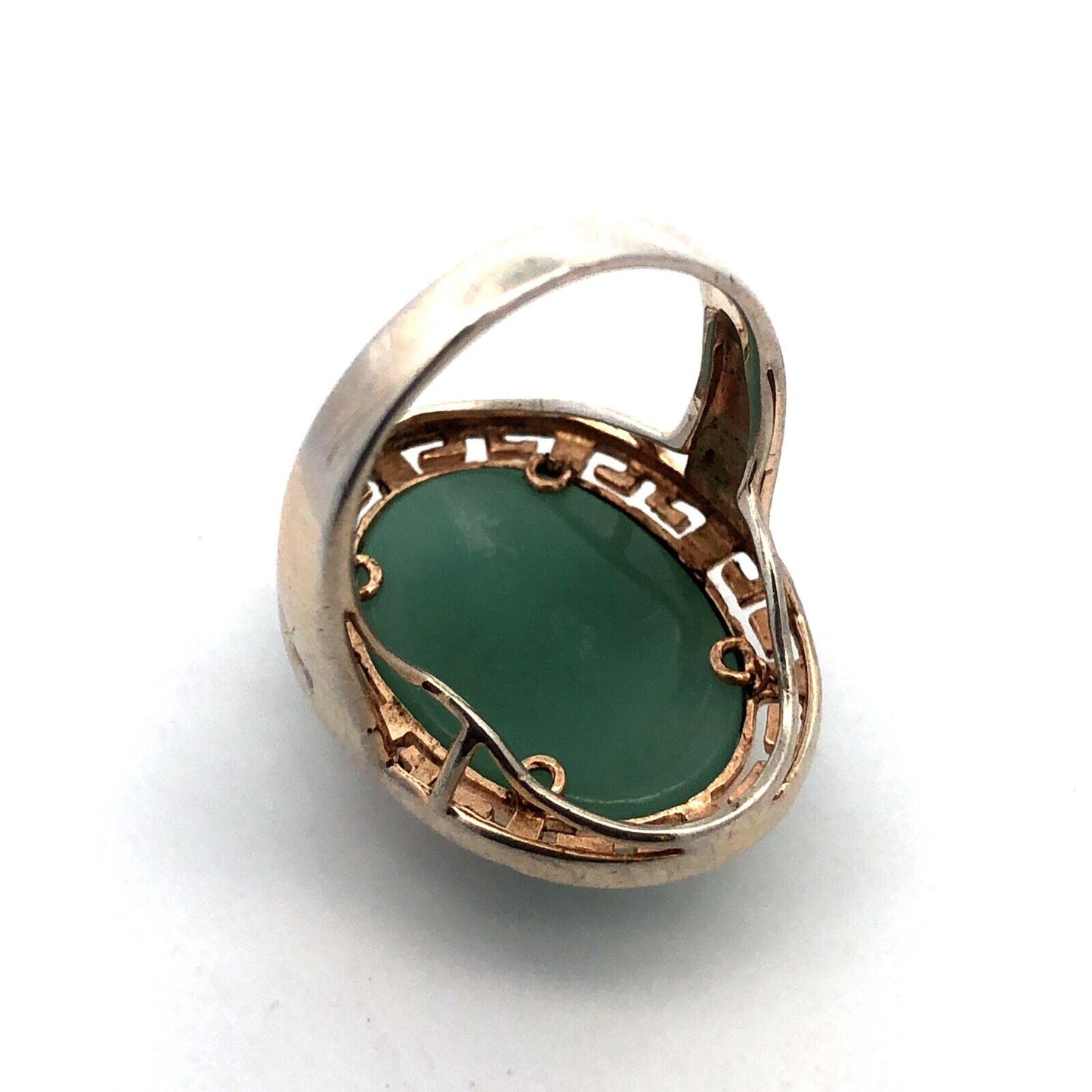 Designer 925 Sterling Silver Jade Oval Cabochon Elephant Statement Cocktail Ring