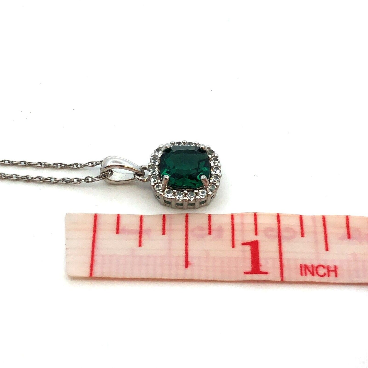 925 Sterling Silver Designer SUN Lab Emerald White Sapphire Halo Necklace
