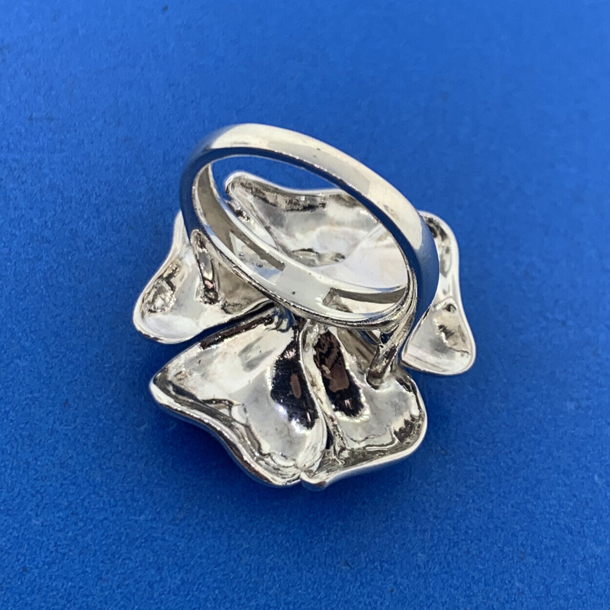 Designer China Sterling Silver 10K Gold Accent Flower Hibiscus Plumeria Ring