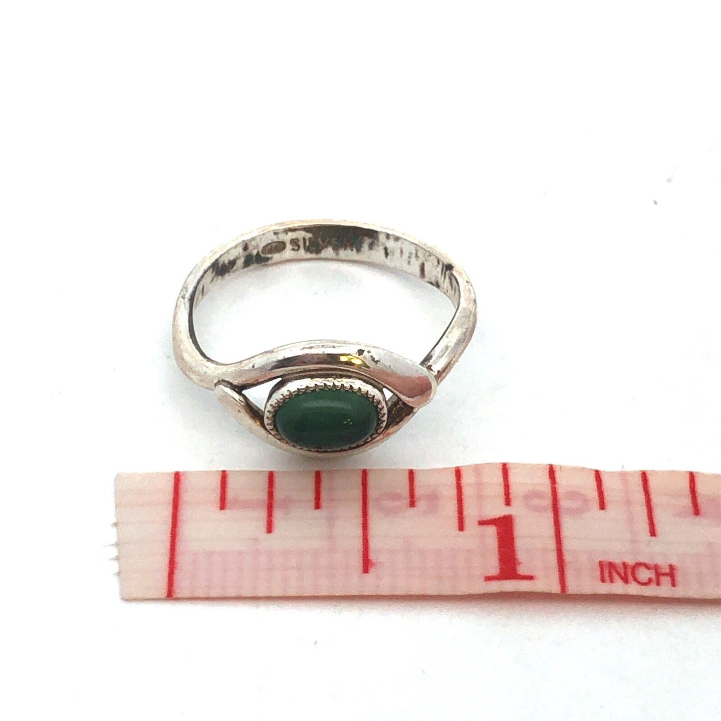 Vintage Designer MC 925 Sterling Silver Oval Green Tourmaline Ring