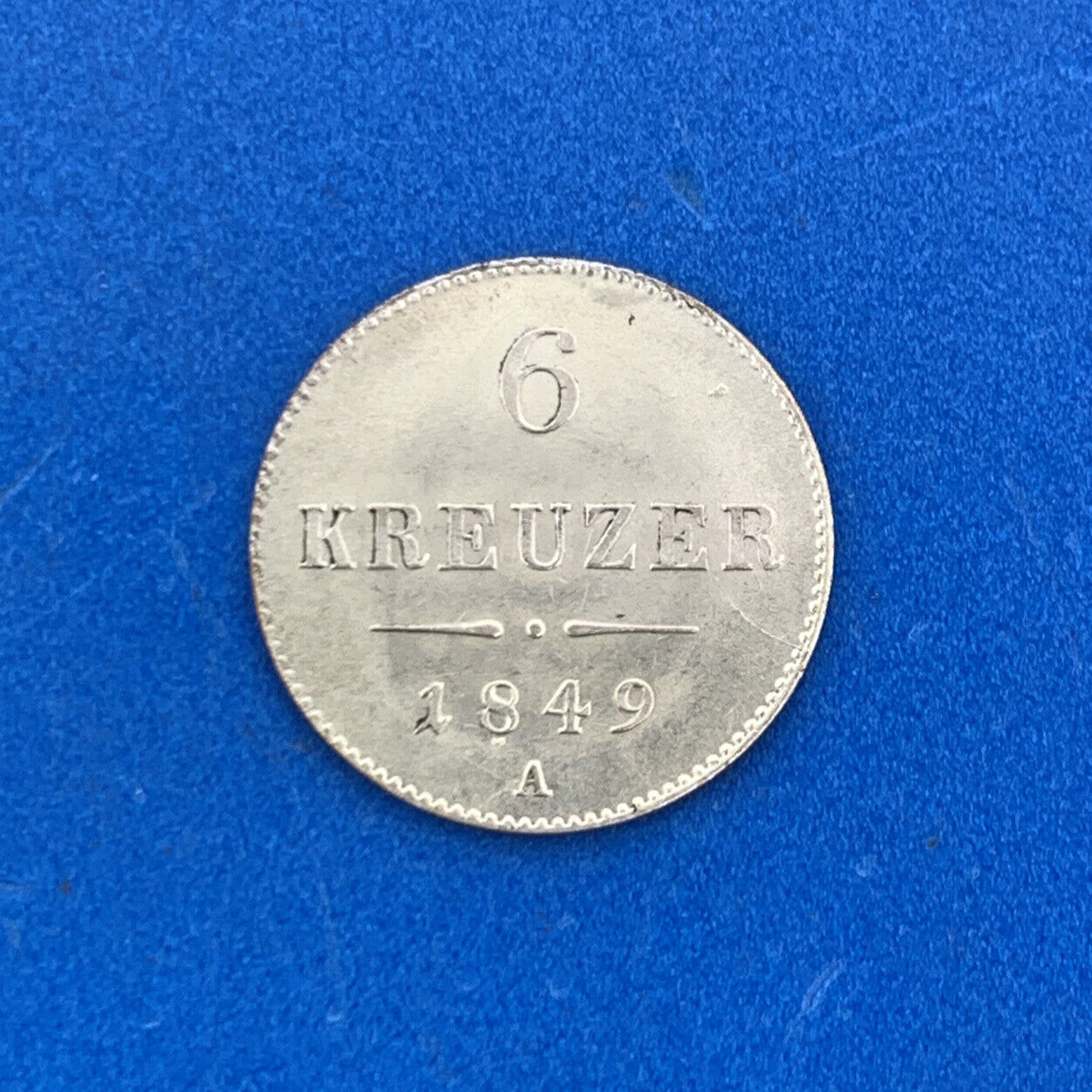 1849 A Austria Billon Silver .4375 Fine 6 Kreuzer Franz Joseph 1 Uncirculated