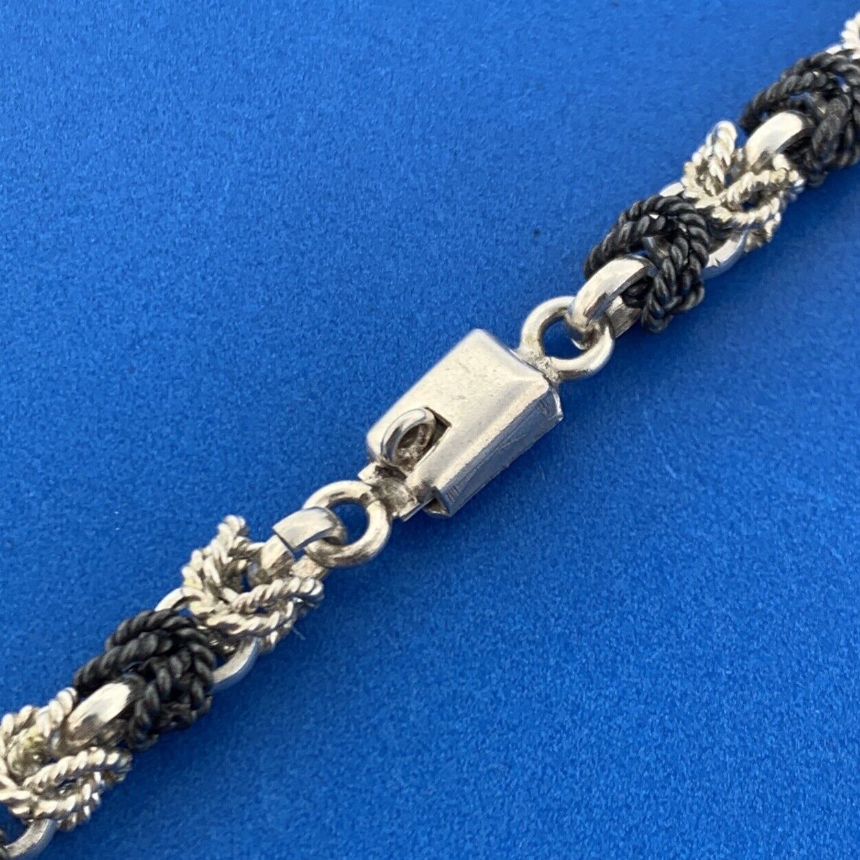 Taxco Mexico TV-53 Two Toned Sterling Silver 925 Circle Rope 16" Chain Necklace