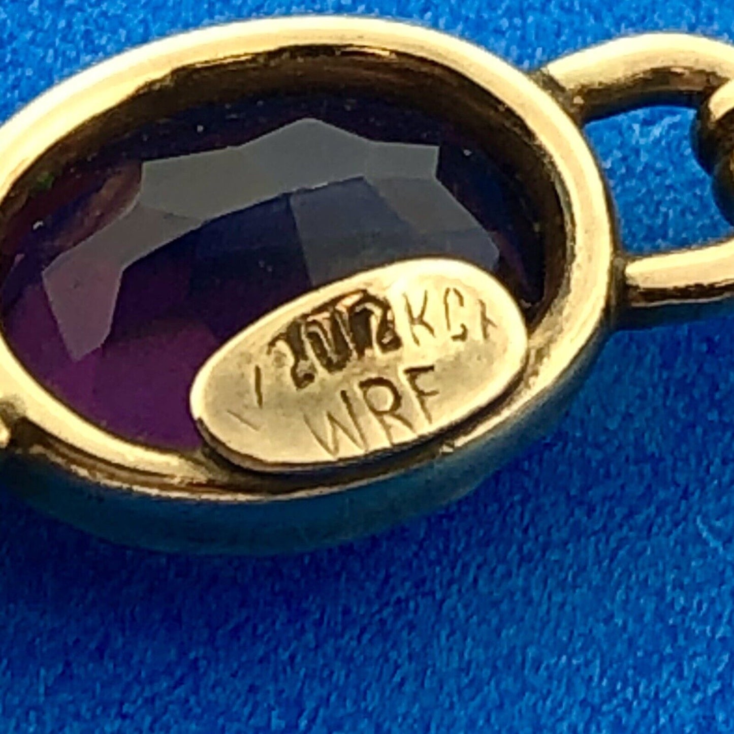 Vintage 12KT Gold Filled Oval Purple Amethyst Station Panel Link Bracelet