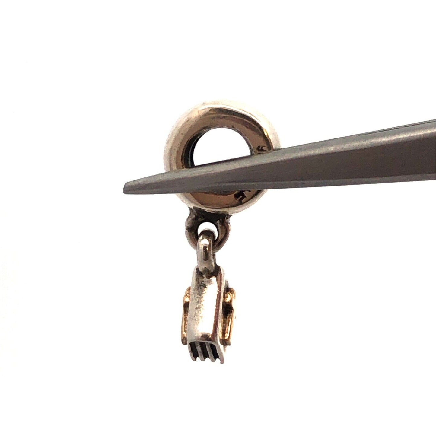 PANDORA Sterling Silver 14K Yellow Gold Bible Dangle 790409 Slide Bracelet Charm