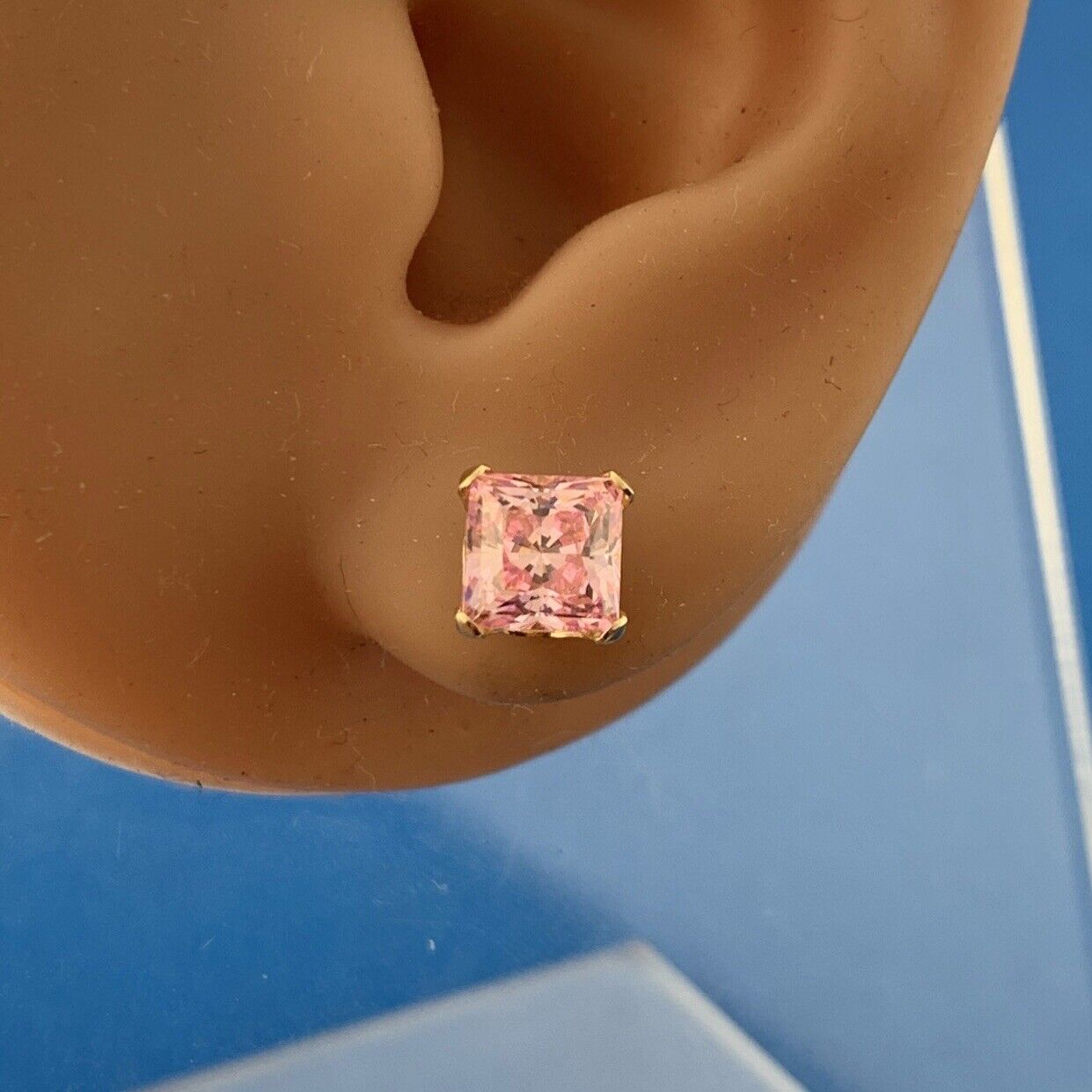 Jacmel Mauritius JCM 14K Yellow Gold Pink Cubic Zirconia Statement Stud Earrings