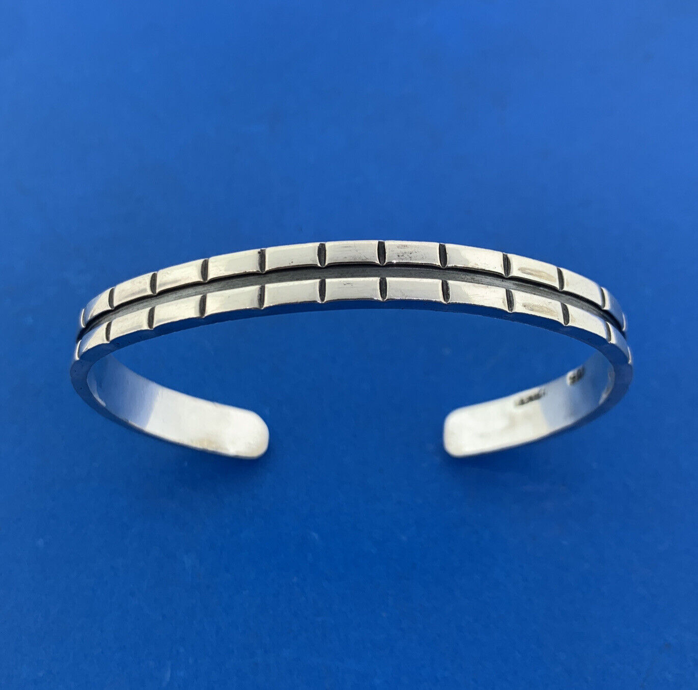 Vintage Mexico 925 Sterling Silver Intricate Hand Cut Design Cuff Bracelet