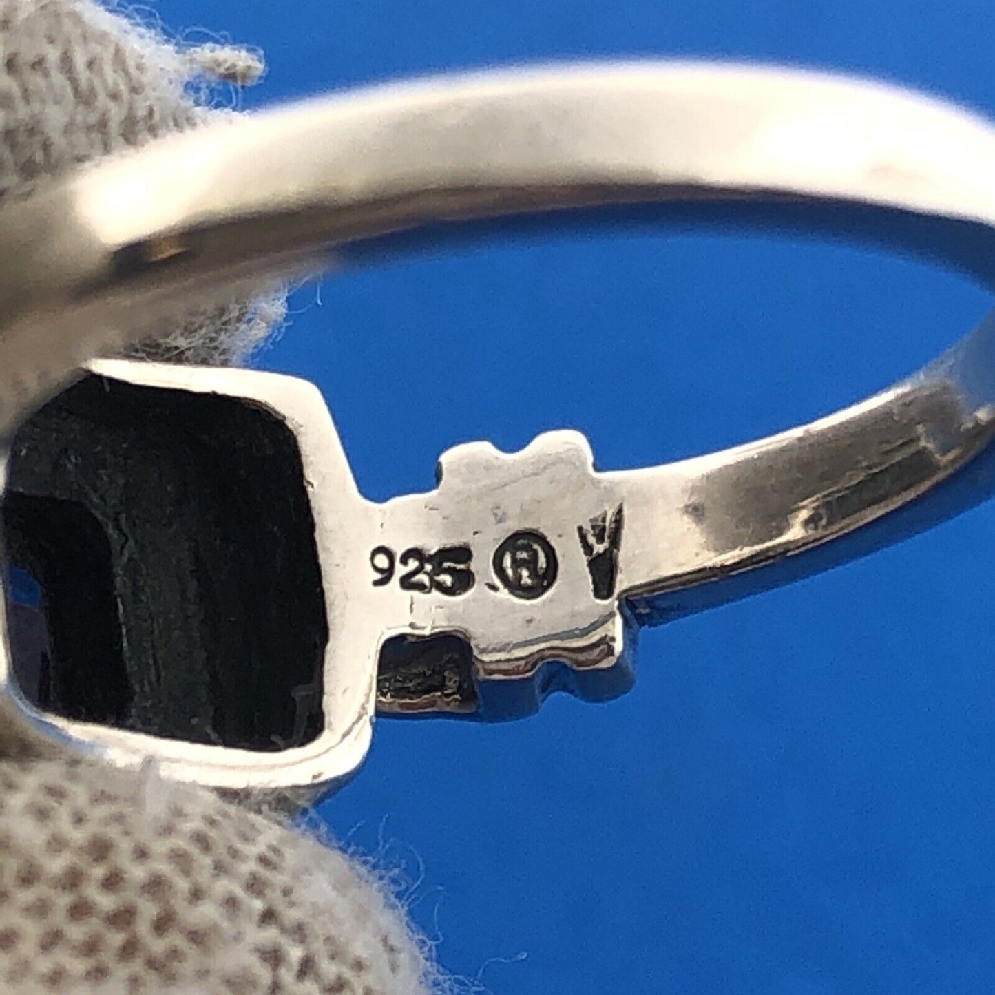 Stunning Sterling Silver 925 Baguette Cut Amethyst Rectangular Ring Size 7