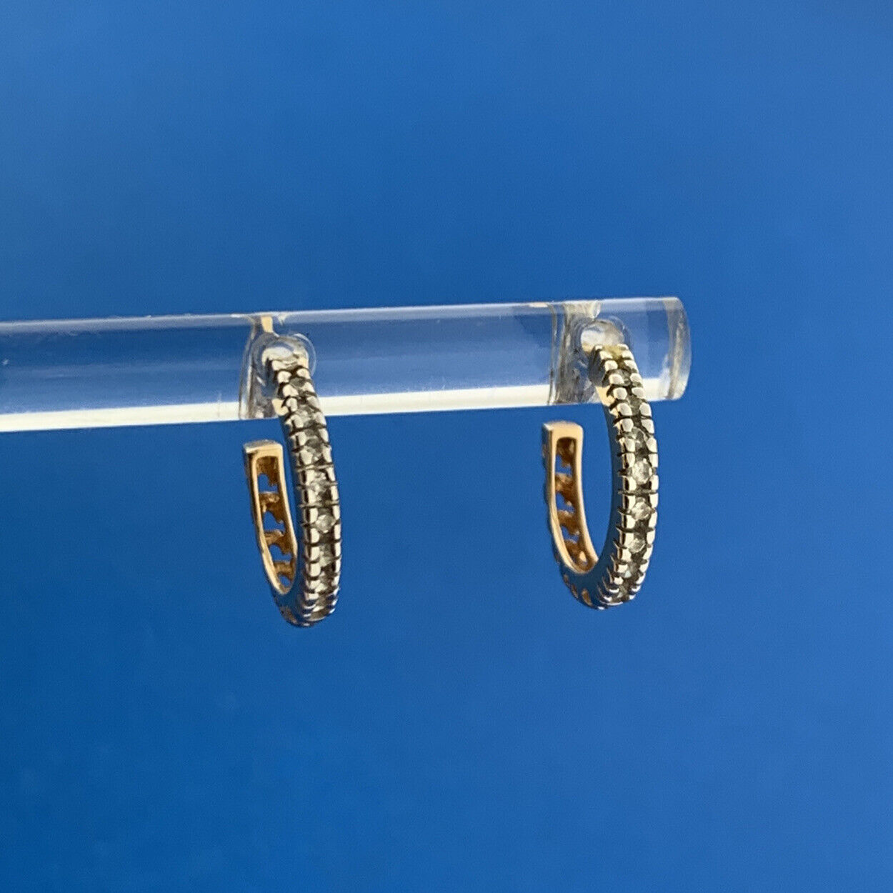 Designer 14K Yellow Gold Diamond April Anniversary Birthday Huggy Hoop Earrings