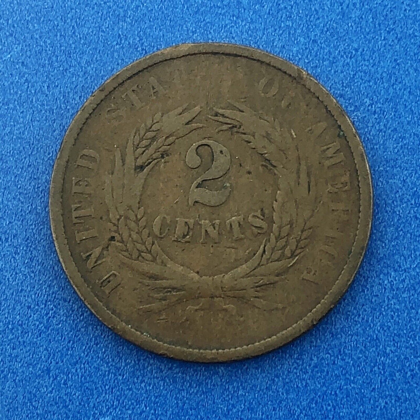 1864 P Bronze Two-Cent Piece Union Shield Large Motto Philadelphia Mint Coin