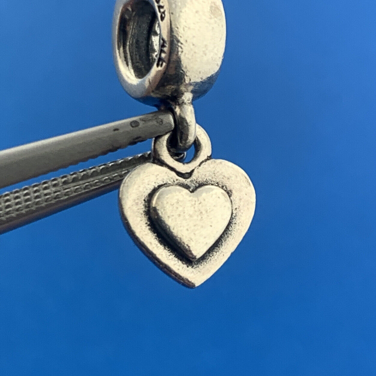 Authentic PANDORA 925 Sterling Silver Double Heart 790373 Slide Bracelet Charm
