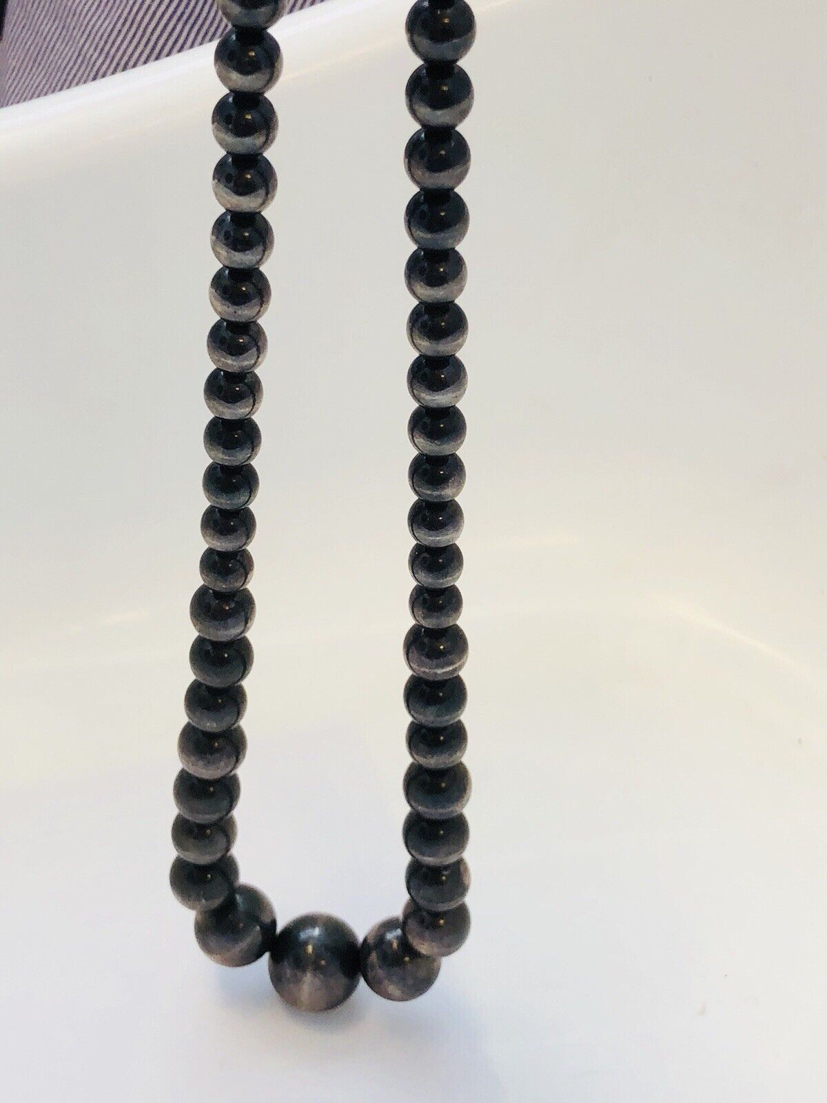 Vintage Taxco Mexico 925 Sterling Silver Graduated Ball Bead Statement Necklace