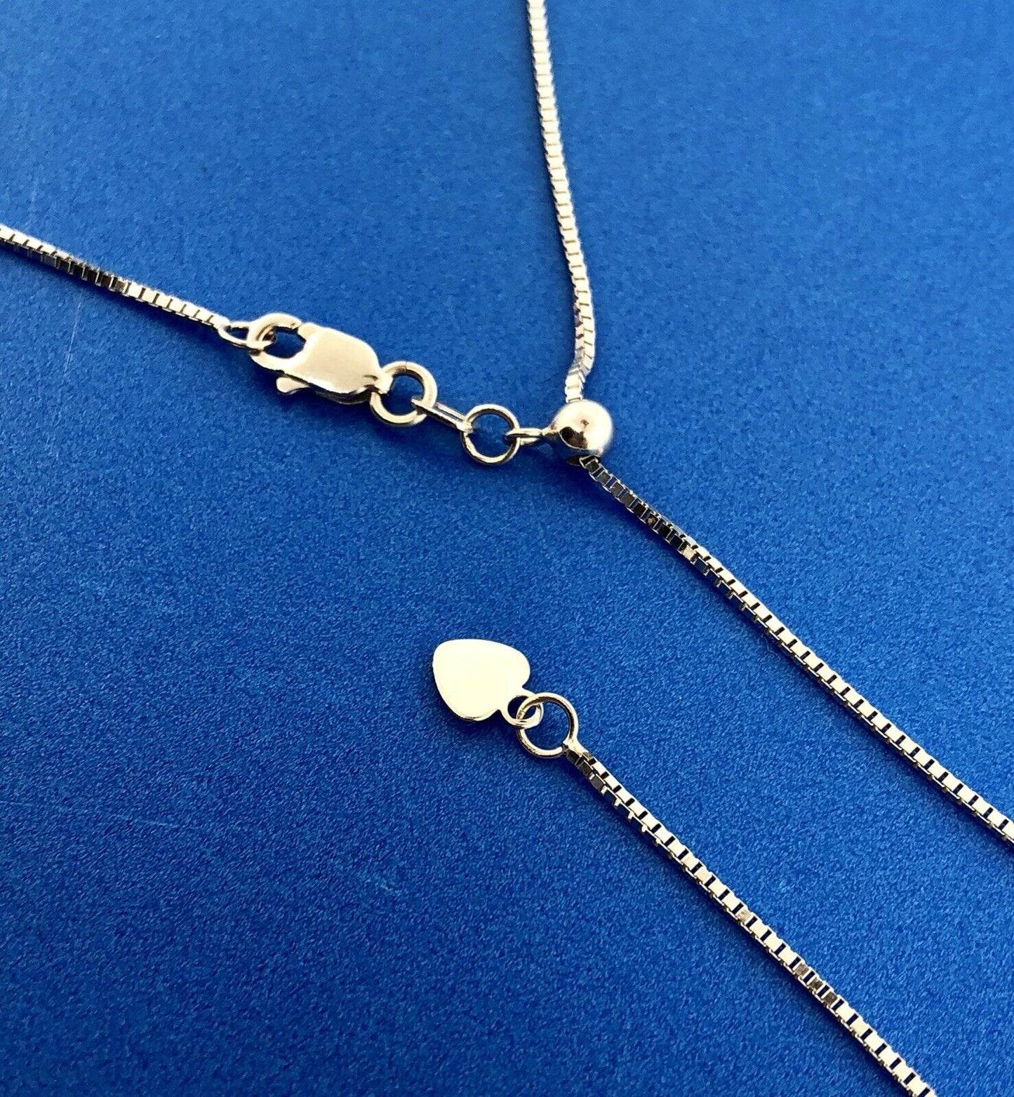 Designer RCI Turkey 14K White Gold Lariat Slide Style Box Chain Necklace