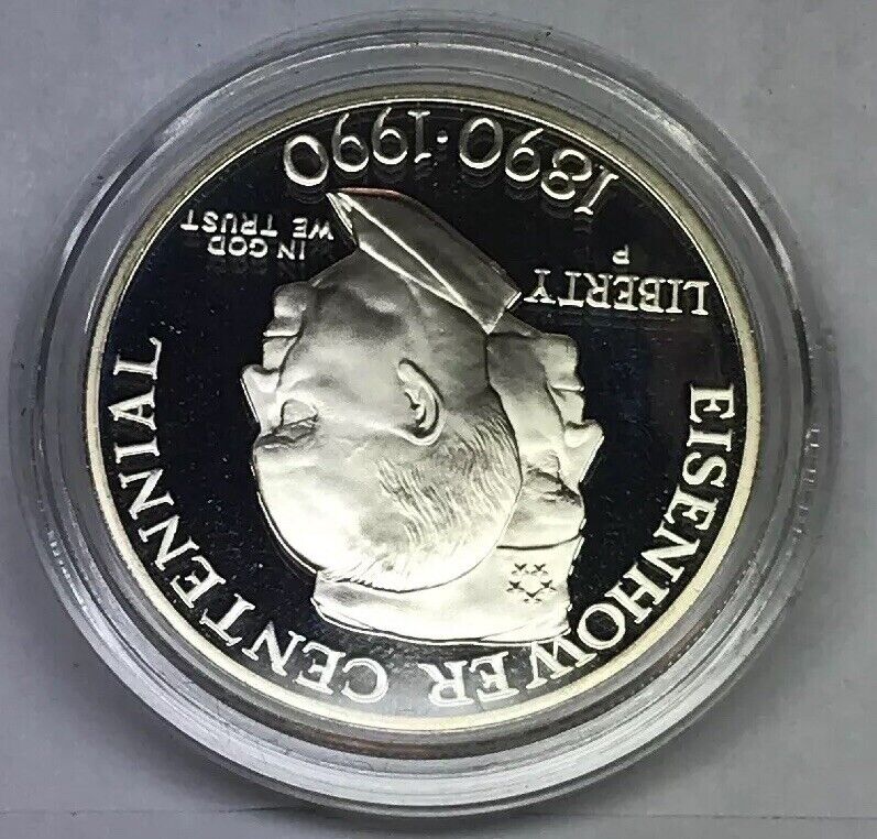 1990 P United States Eisenhower Centennial Commemorative Proof Silver $ OMP/COA