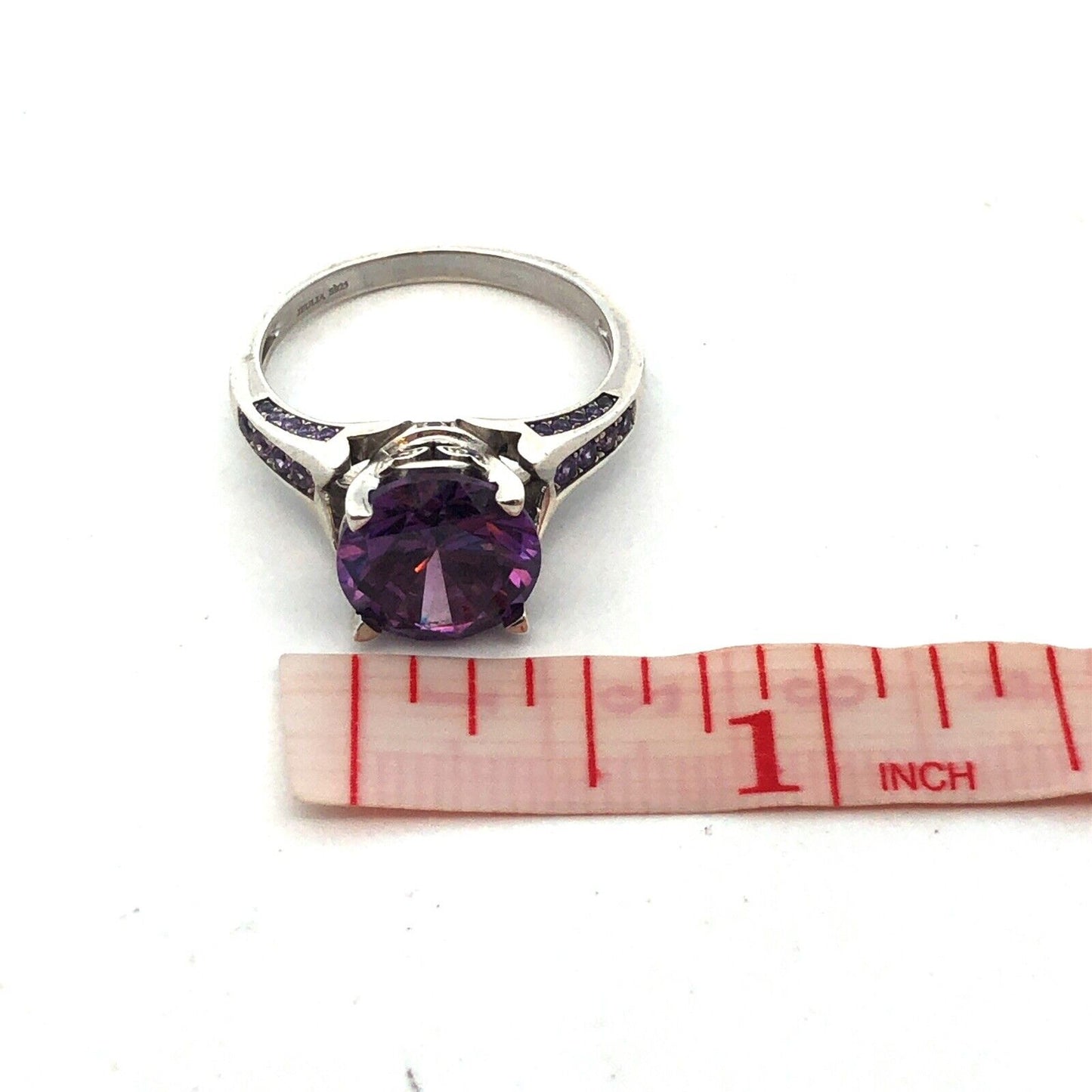 Designer Jeulia 925 Sterling Silver Round Amethyst Solitaire Engagement Ring