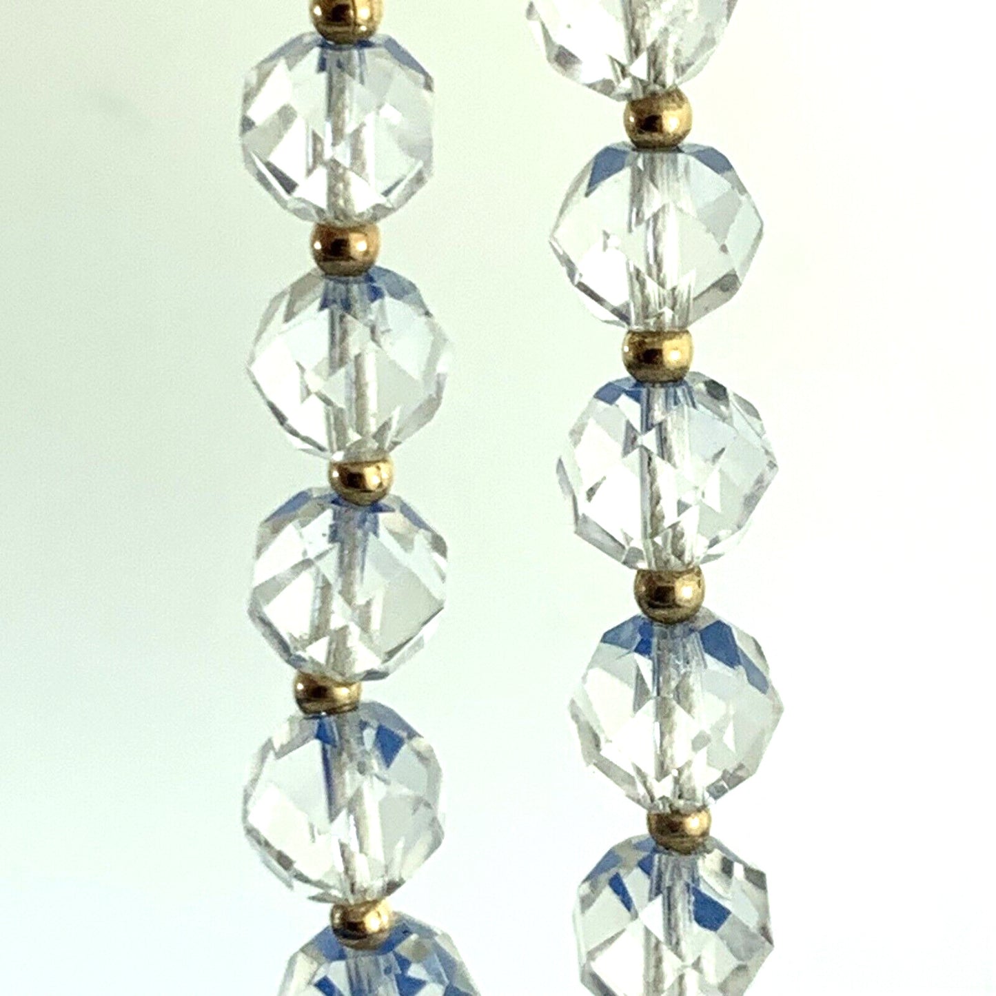 Designer 14K Yellow Gold White Amethyst Faceted Graduated Bead Necklace