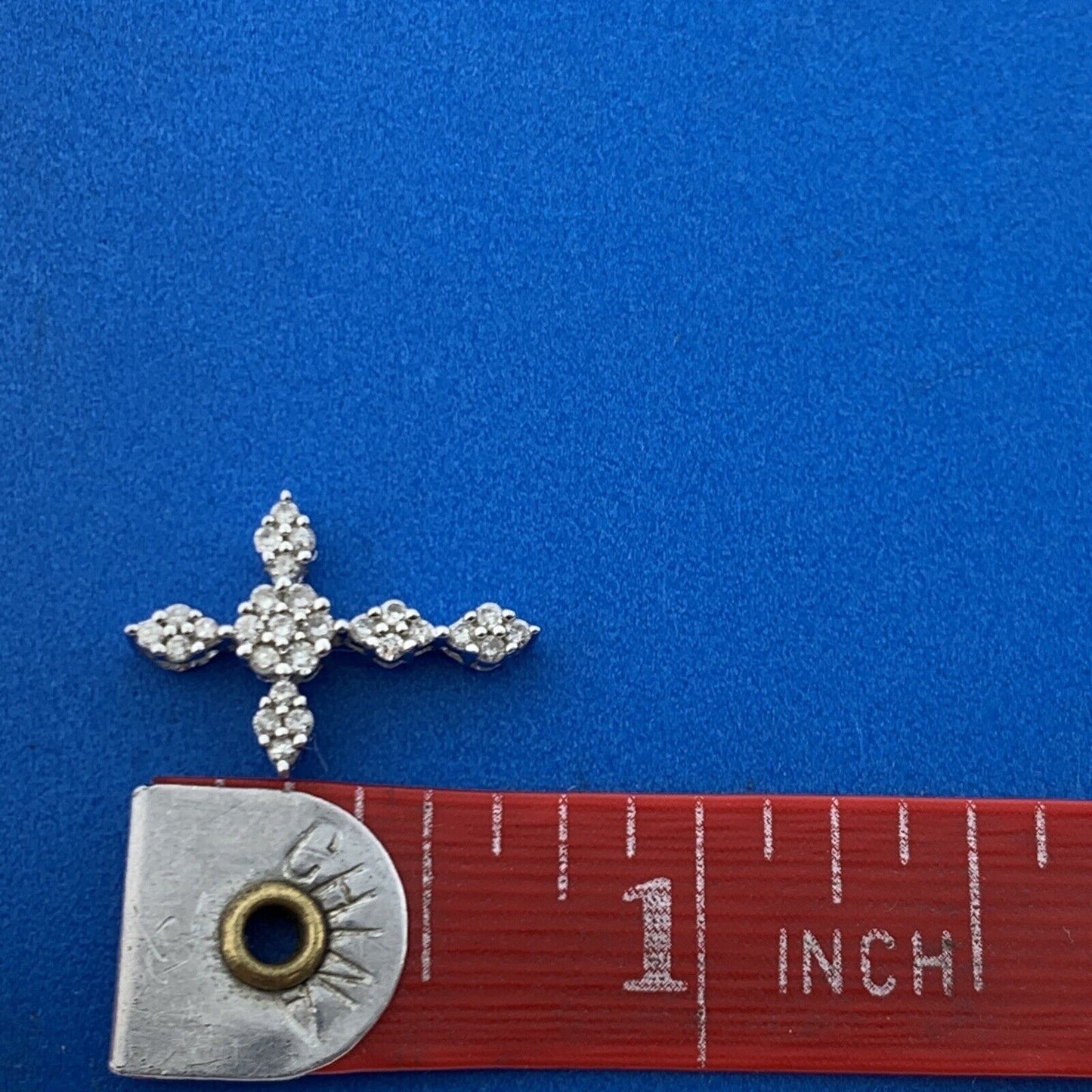 Designer 14K White Gold Pave Diamond Religious Communion Bridal Cross Pendant