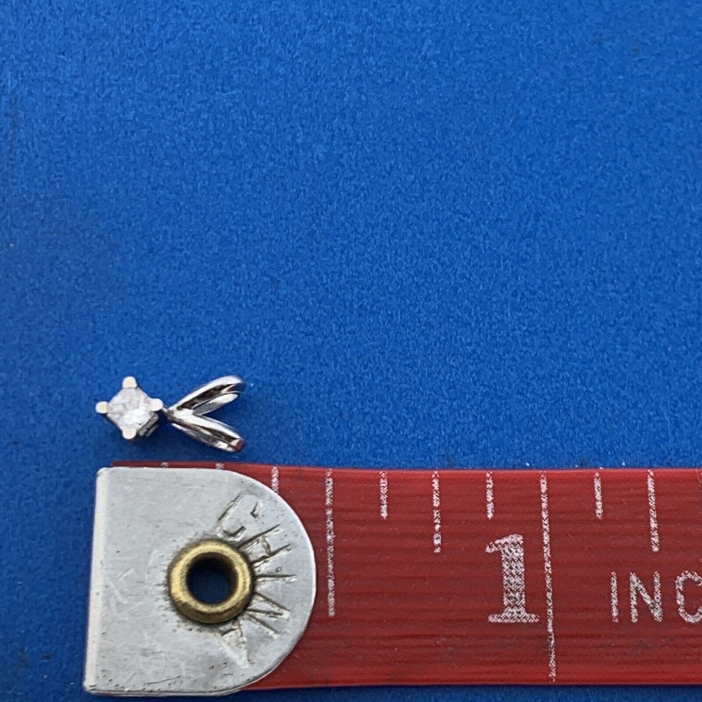 Designer 14K White Gold Diamond Solitaire Petite April Anniversary Charm Pendant