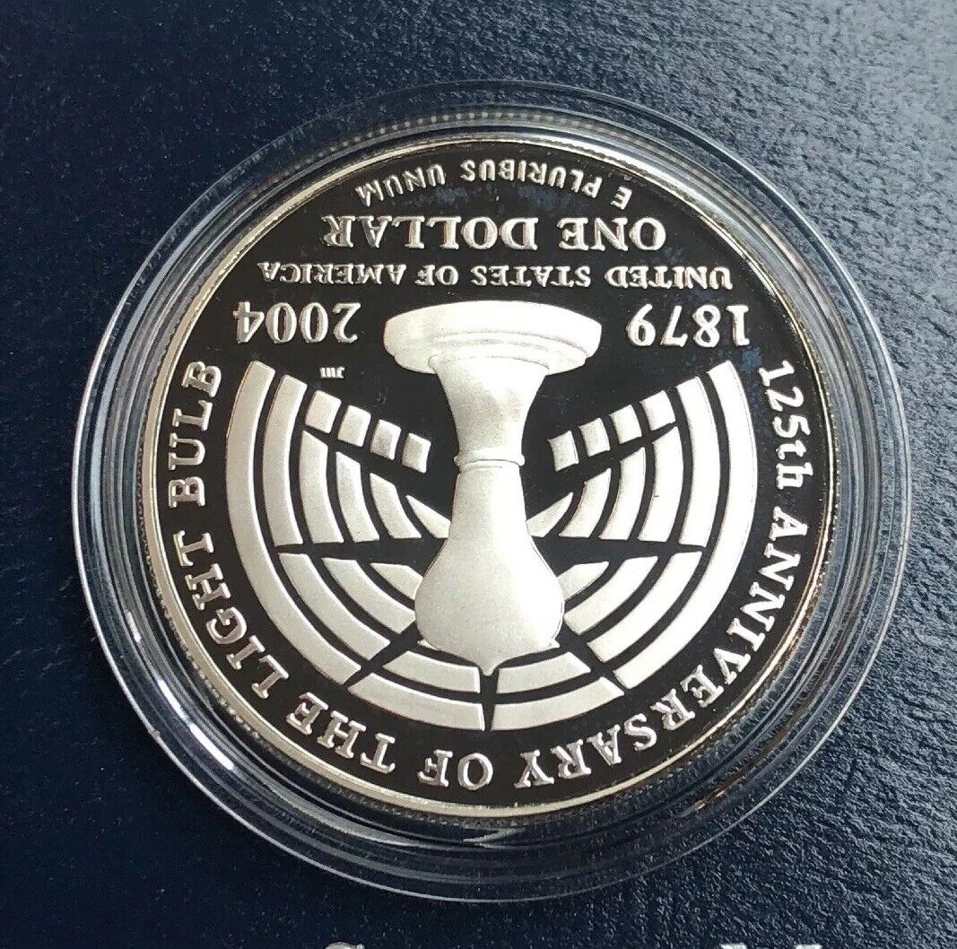 1994 P Thomas Alva Edison Commemorative Proof Silver $ Dollar OMP/COA