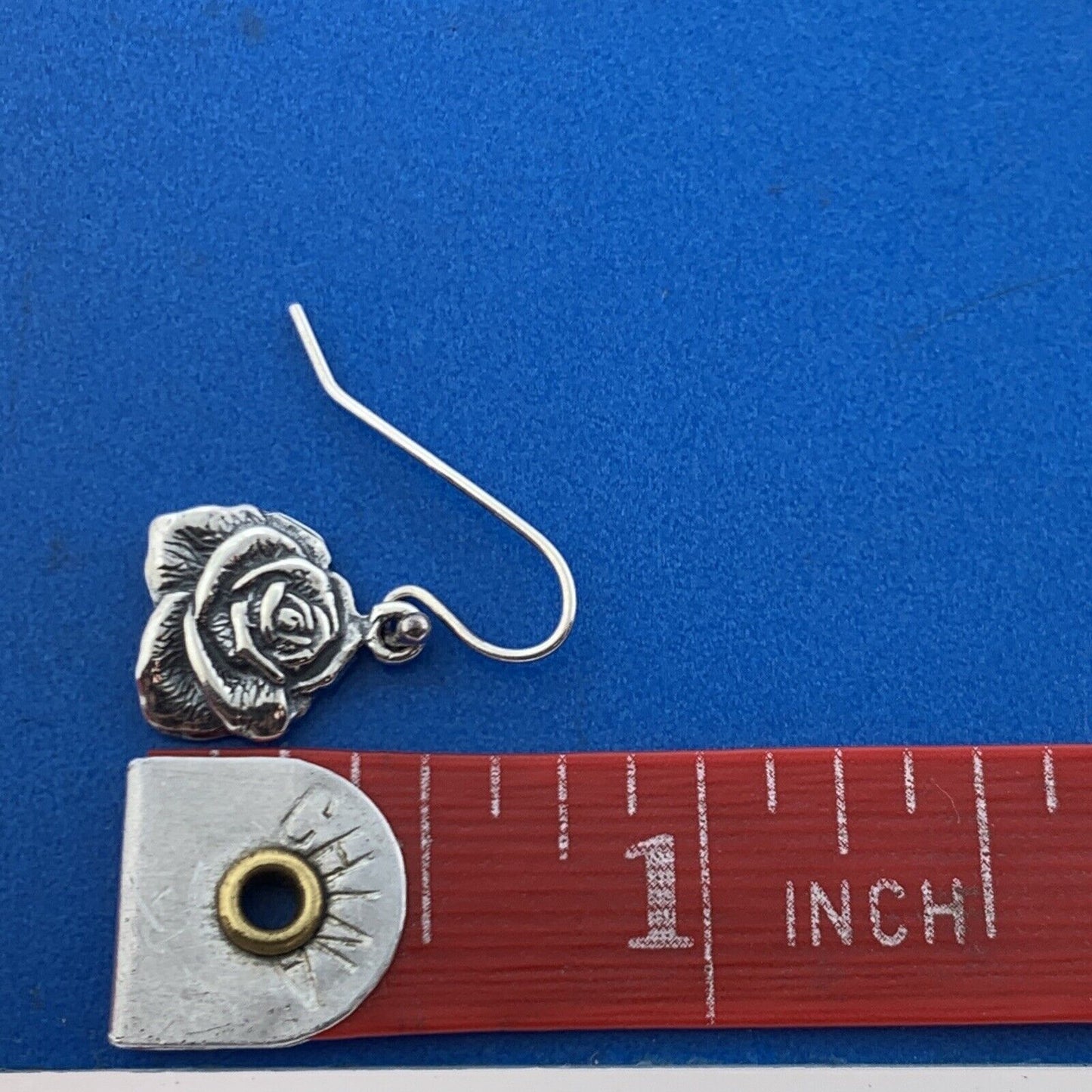 Designer 925 Sterling Silver Flower Rose Bloom Drop Dangle Earrings