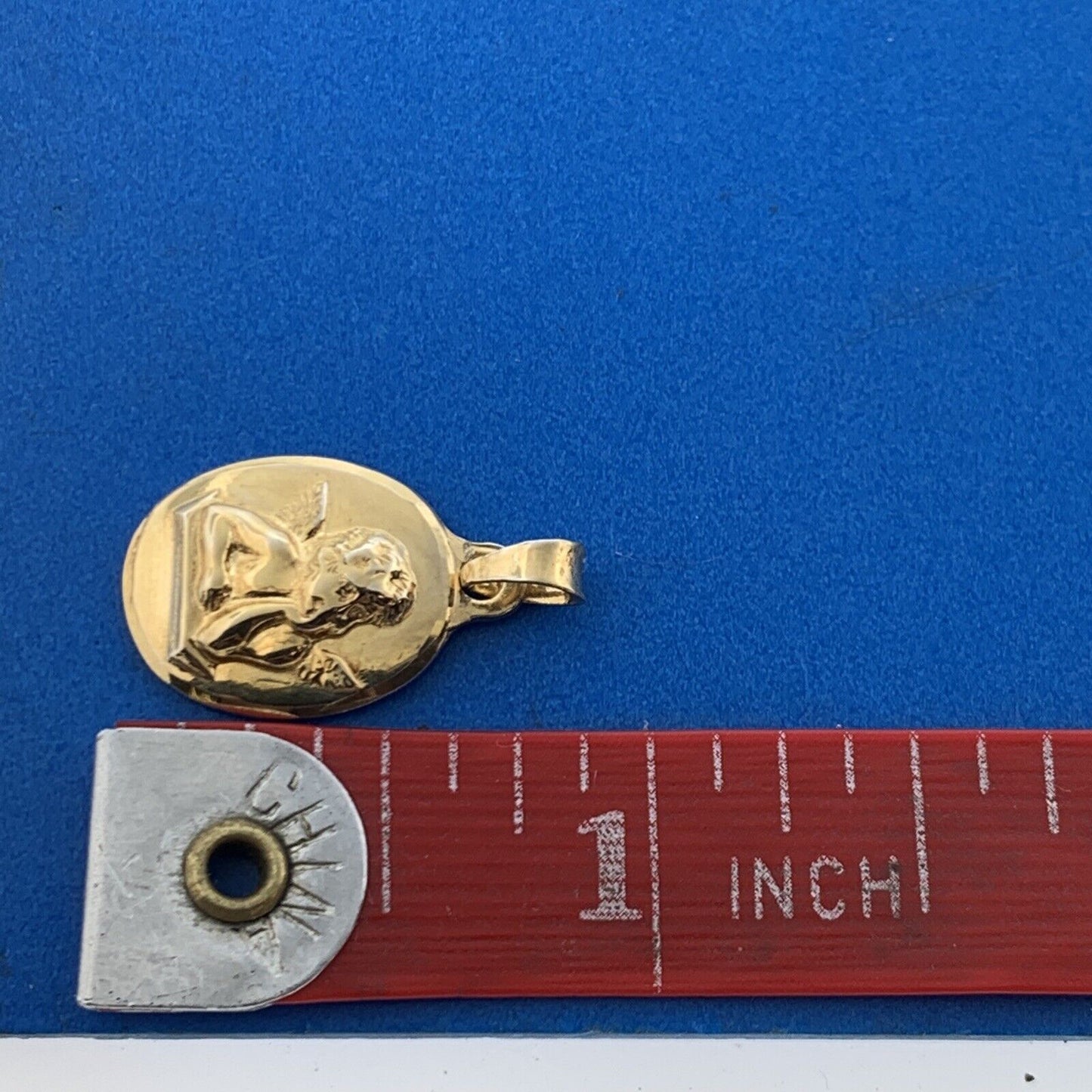 Designer Italy Sterling Silver Vermeil Gold Tone Guardian Angel Cherub Pendant