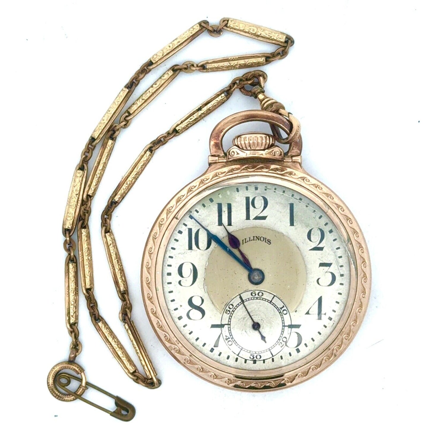 1925 Illinois Bunn Special Model 9 10K Gold Filled Railroad Pocket Watch w/Fob