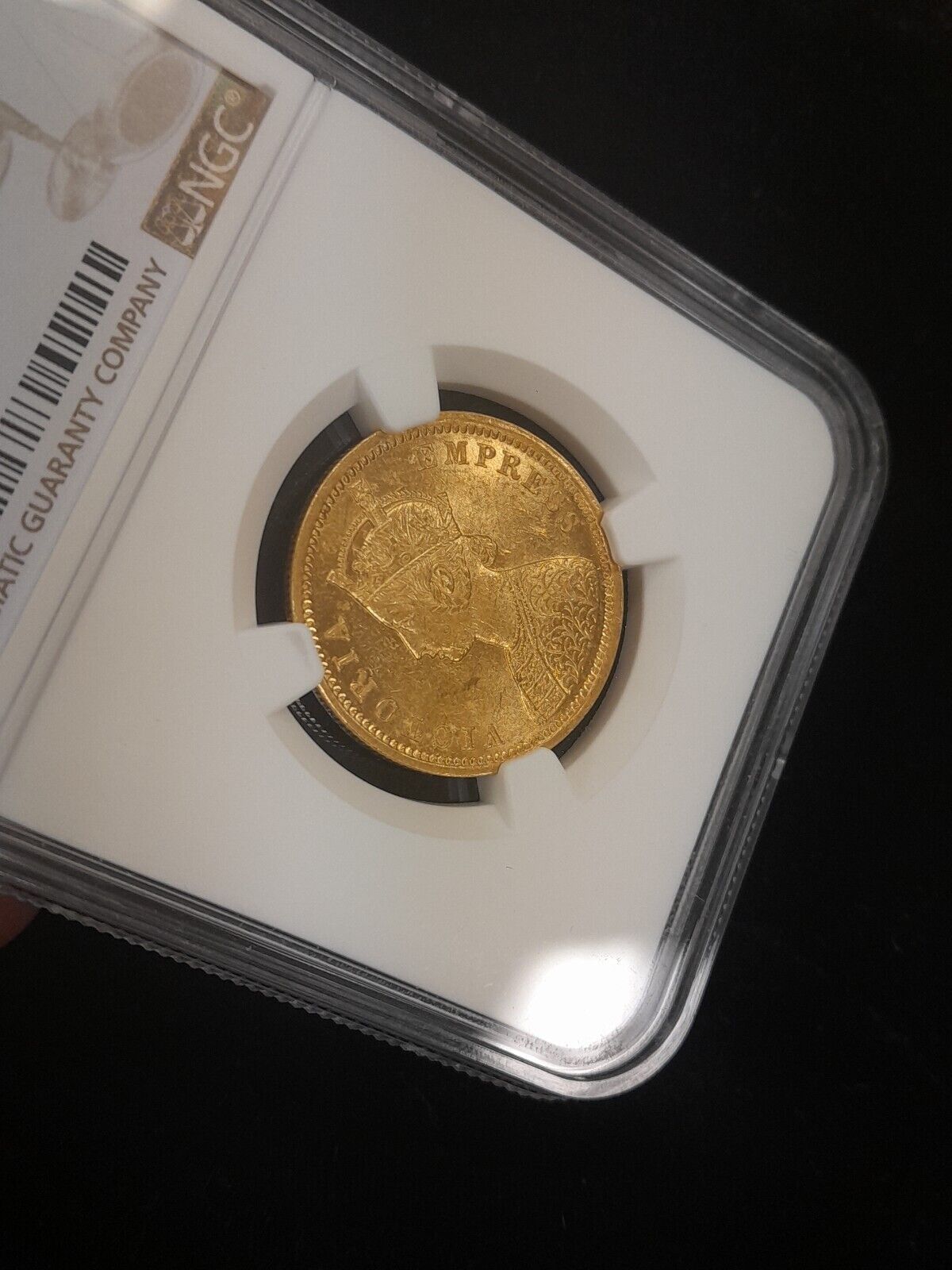 1885 C British India Mohur S & W - 6.13 NGC MS62 Gold Coin