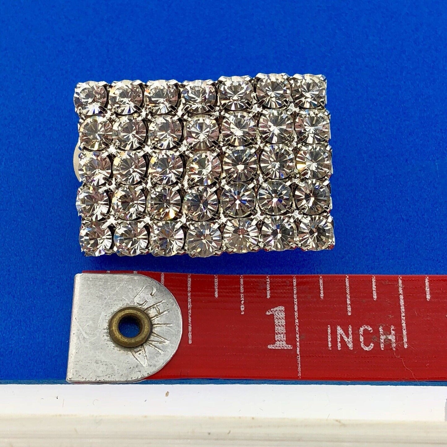 Glitzy Glamorous Silver Tone Crystal Rhinestone Statement Clip On Earrings