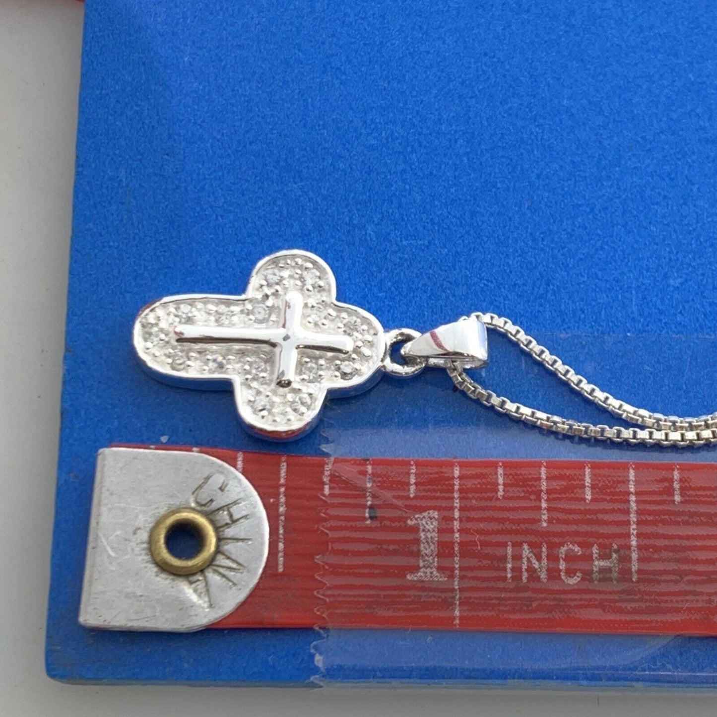 Designer CG 925 Sterling Silver Cubic Zirconia Cross Pendant Necklace