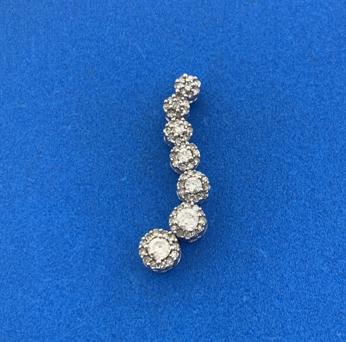 Designer JWBR 10K White Gold Diamond Graduated Infinity Eternity Bar Pendant