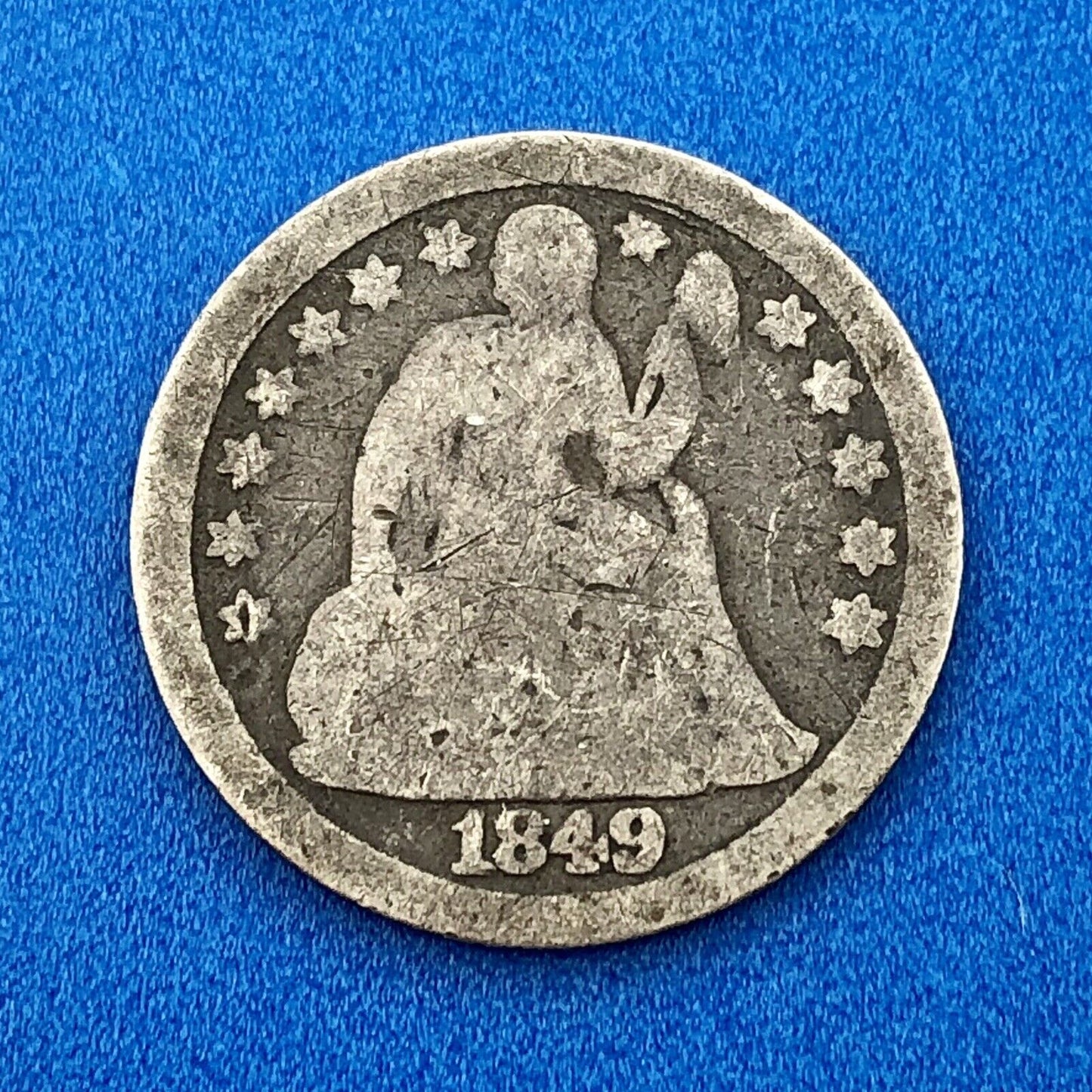 1849 P Seated Liberty Silver Dime 10c Better Key Scarce Rare Philadelphia Coin