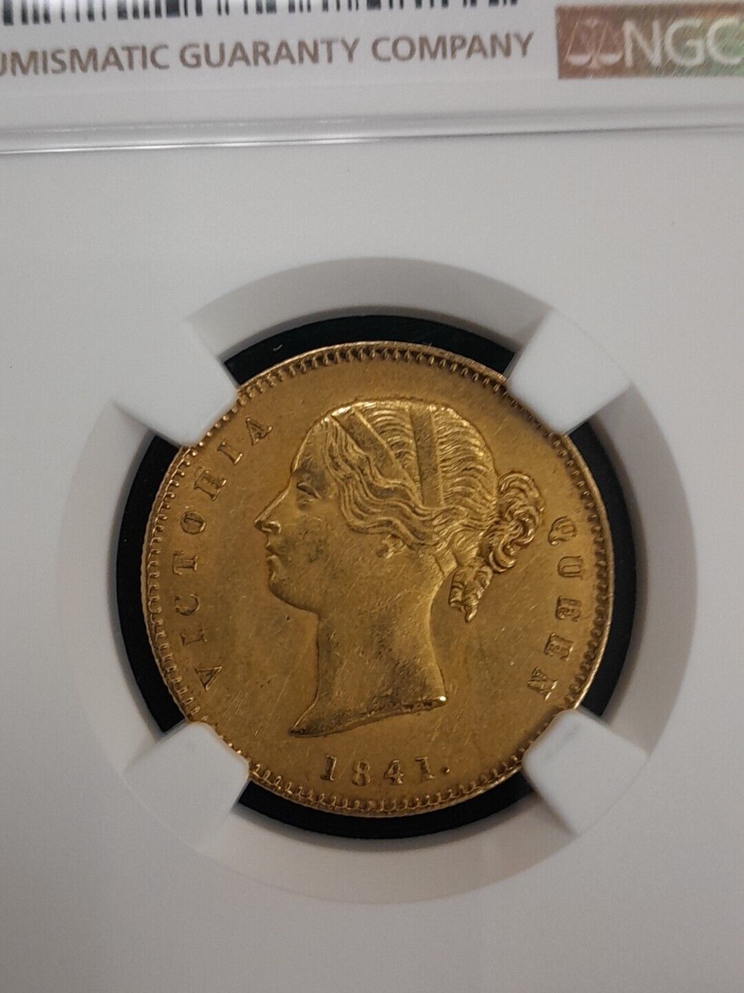 1841 C British India Mohur S & W-3.7 Type A/1 "W.W." Plain 4 NGC UNC Details