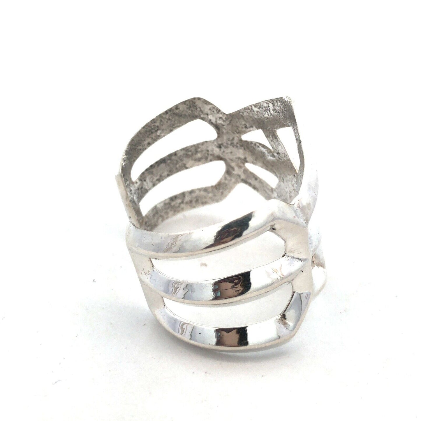 Native American YTH 925 Sterling Silver Wide Statement Open Cuff Bracelet