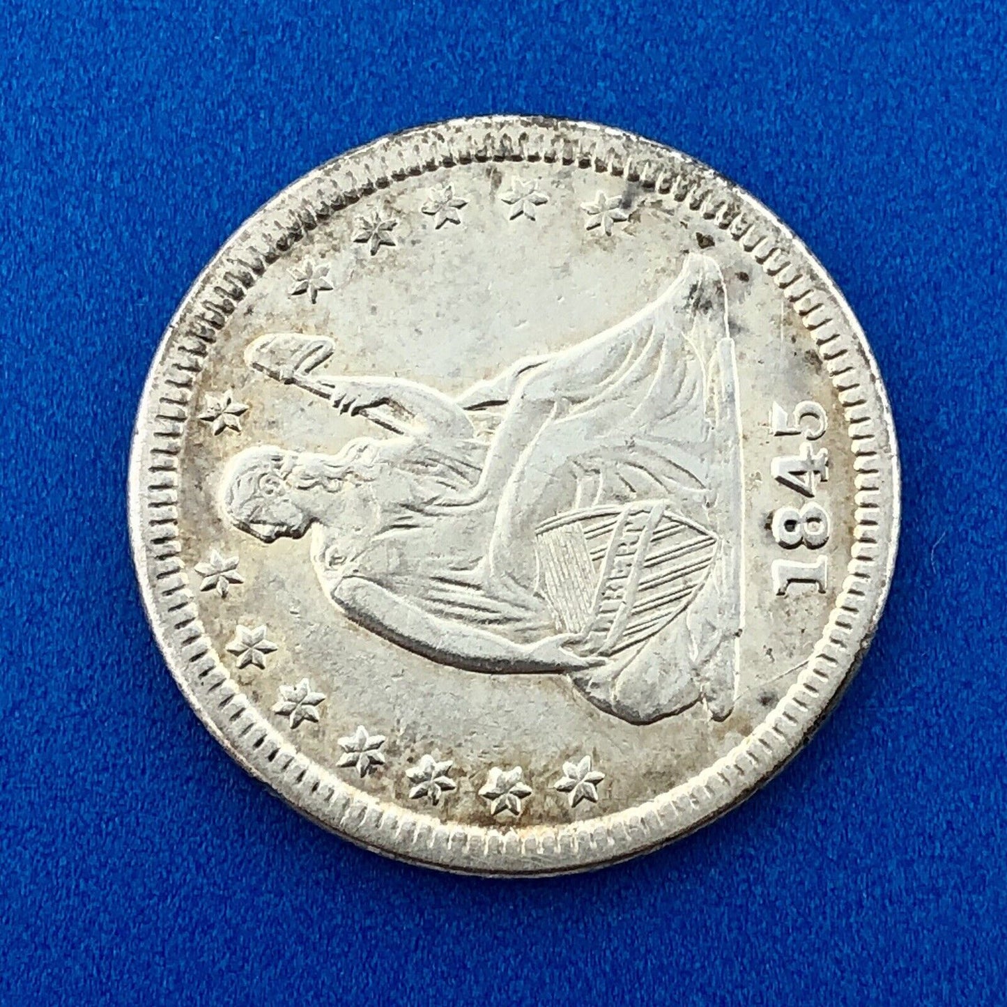 1845 P Seated Liberty Silver Quarter Dollar $.25 25c Philadelphia AU Details