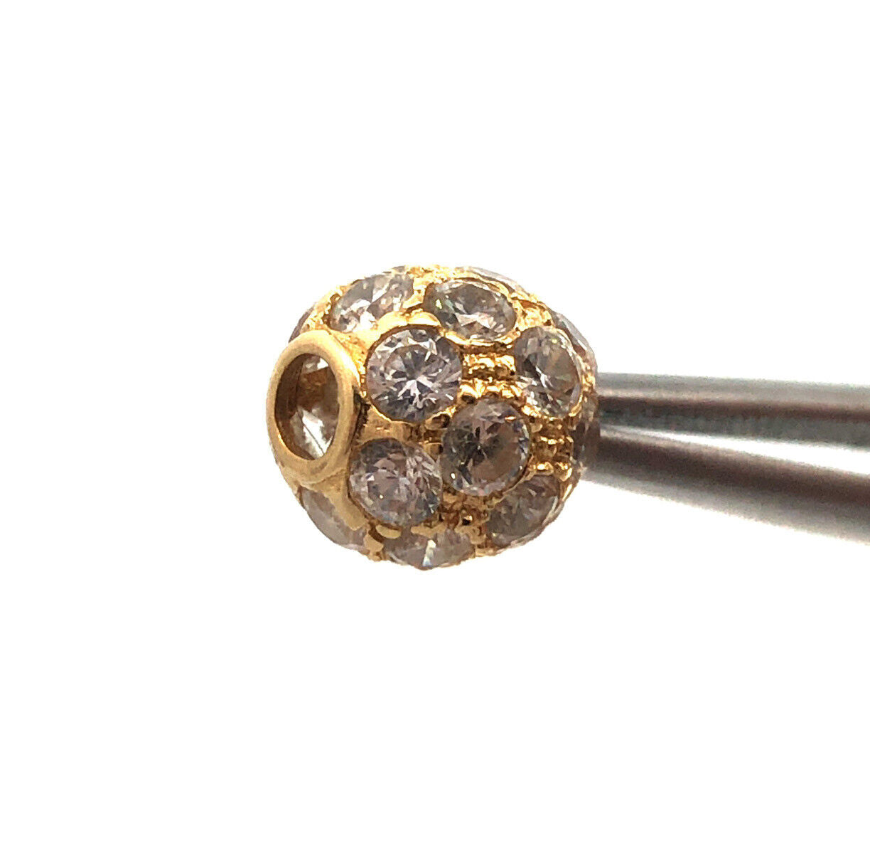 Gorgeous 14k Yellow Gold Sparkling Round Cut CZ Circular Sphere Bracelet Charm