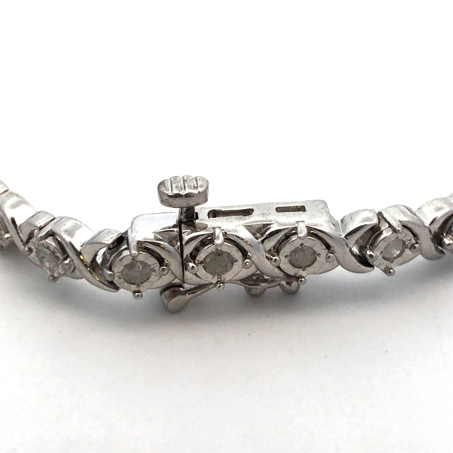 925 Sterling Silver Designer UD Round Diamond Infinity X & O Tennis Bracelet