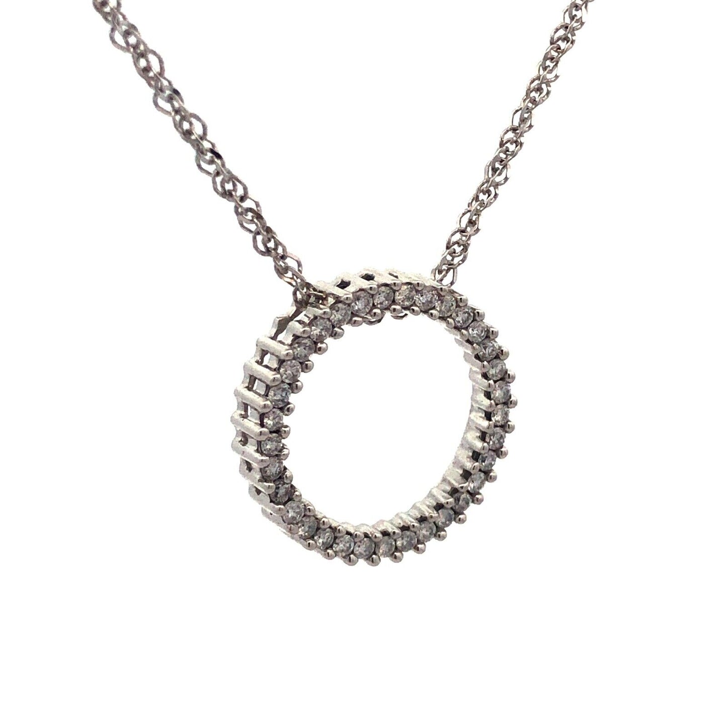 Designer 14K White Gold Diamond Infinity Eternity Anniversary Pendant Necklace