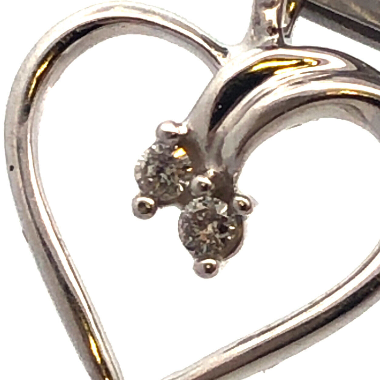 Designer TAJ 14K White Gold Diamond Modernistic Intertwined Heart Charm Pendant