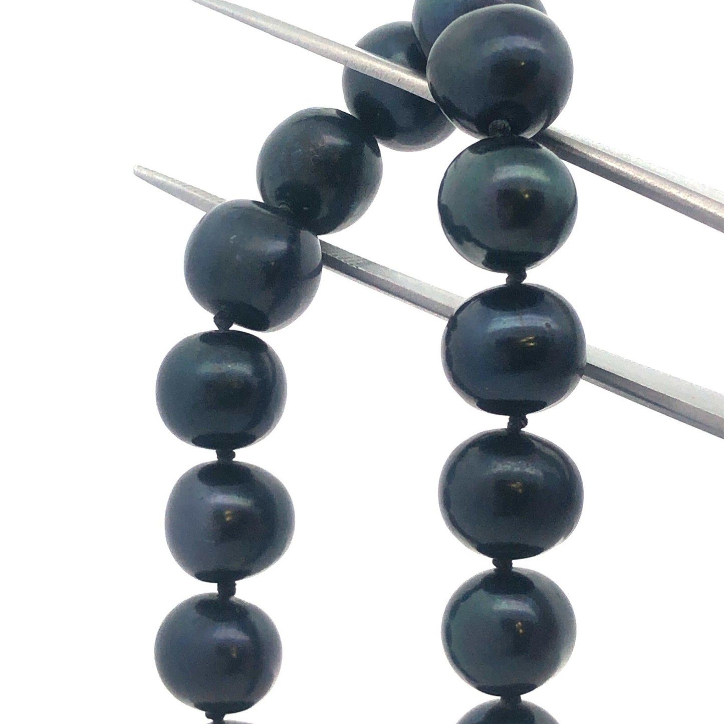 Gorgeous 14k White Gold Black Pearl 7.5" Strand String Bracelet