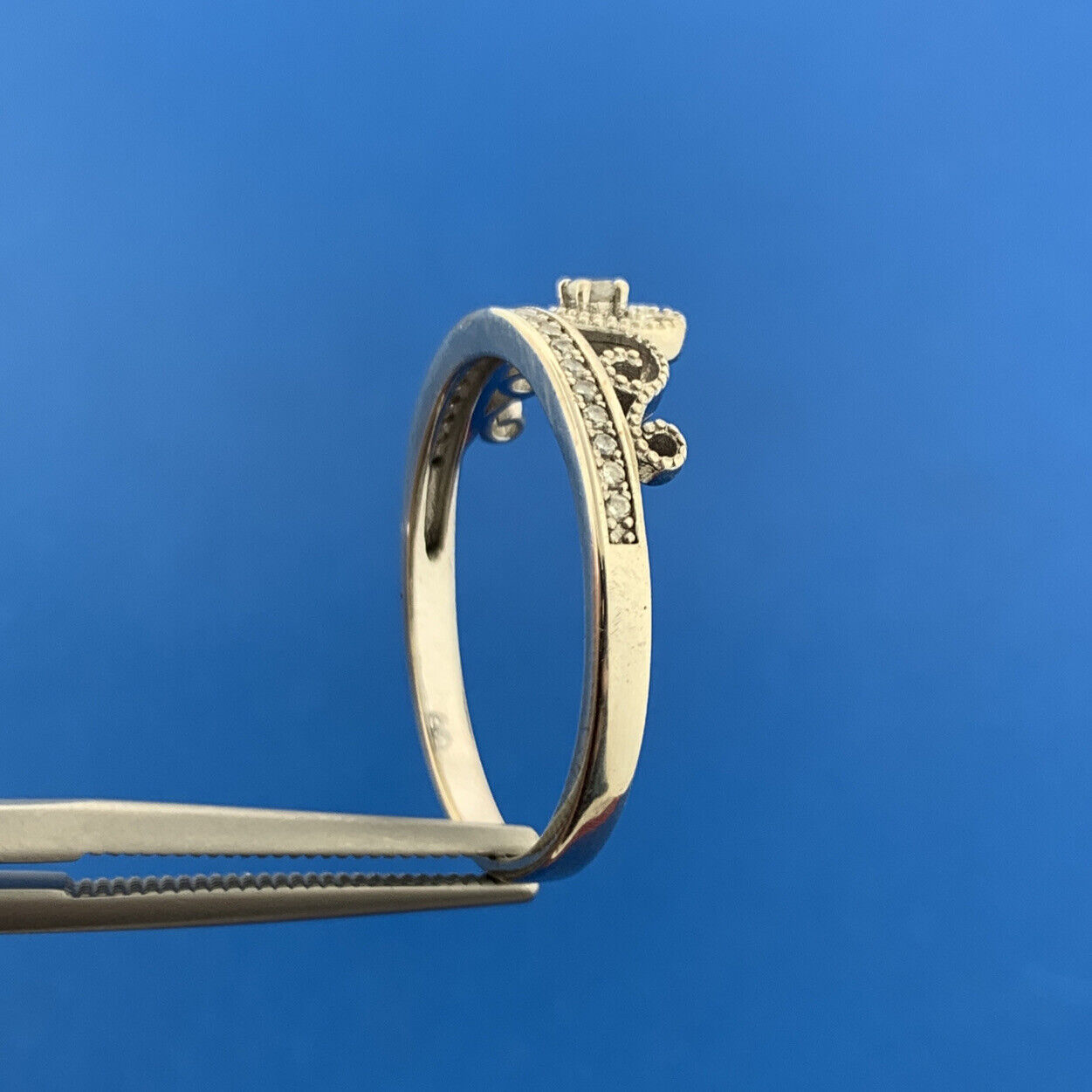 Designer 925 Sterling Silver Cubic Zirconia Princess Queen Crown Size 9 Ring