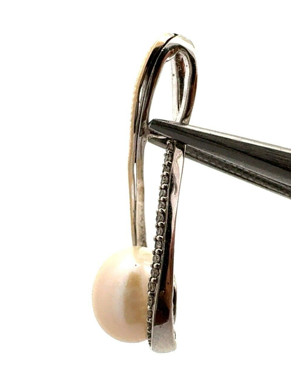 Designer RL 925 Sterling Silver 14K Gold Two Tone Pearl Infinity Pendant