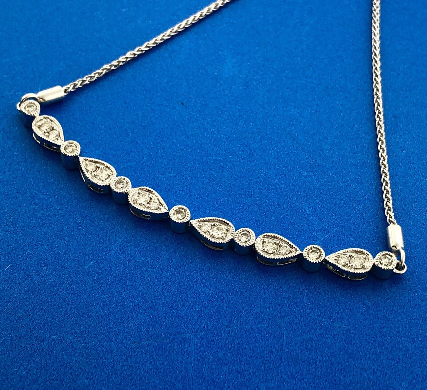 Designer KA1772 10K White Gold Diamond Floral Cluster Adjustable Lariat Bracelet