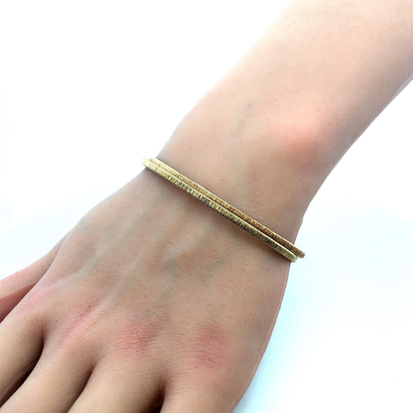 Designer Italy 925 Sterling Silver Gold Rose Gold Stacking Cuff Bracelet Set
