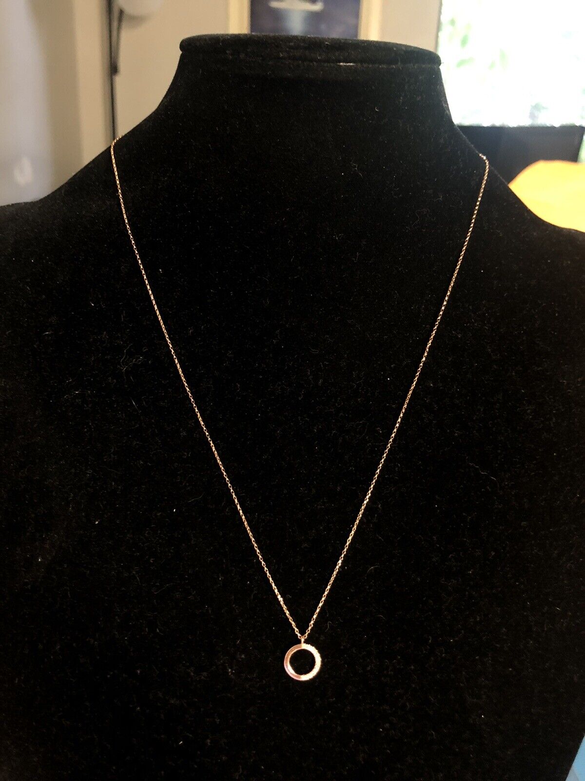 Designer 14K Rose Gold Diamond Infinity Eternity Circle Pendant Necklace
