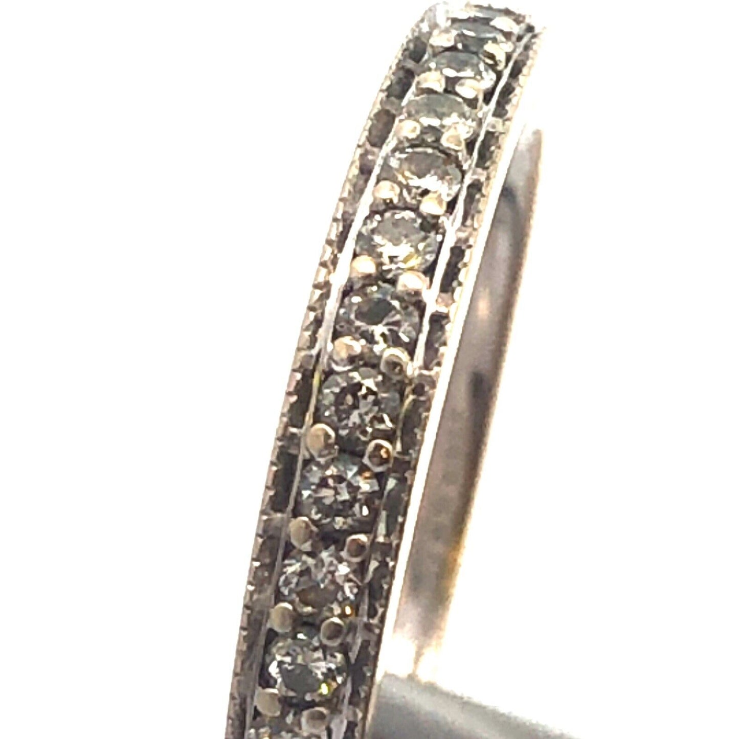 Designer NAJ 14K White Gold Diamond Wedding Anniversary Size 6.5 Band Ring
