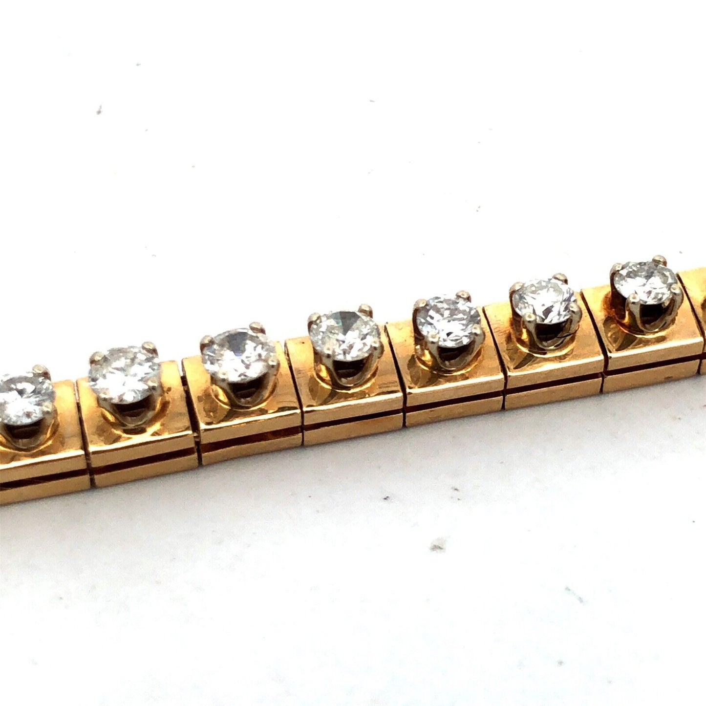 Estate 14K Yellow Gold Round Graduated Diamond Modernist Tennis Bracelet