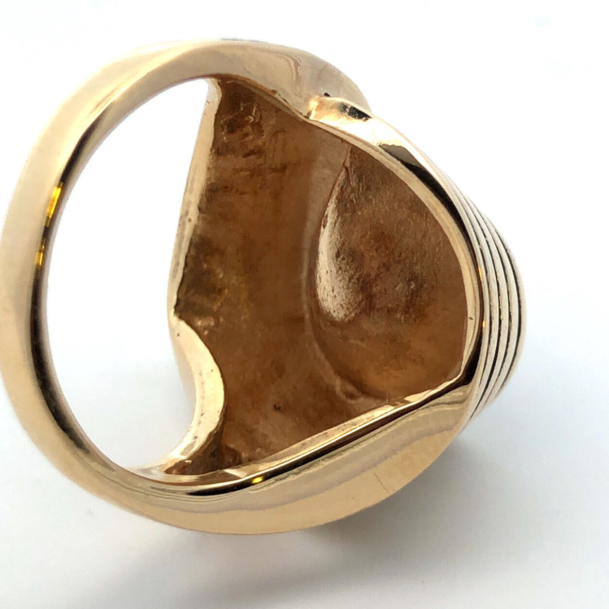 Vintage 14K Yellow Gold Diamond Egyptian King Tut Cocktail Ring