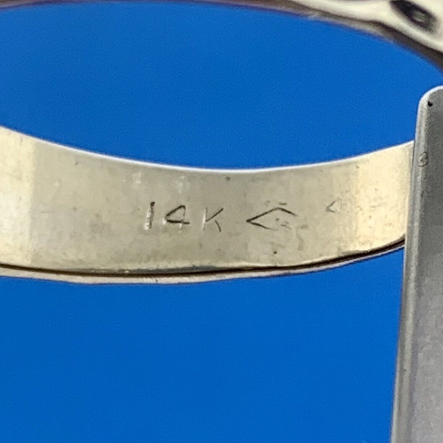 Vintage 14K White Gold Diamond Solitaire W/Accents Engagement Ring