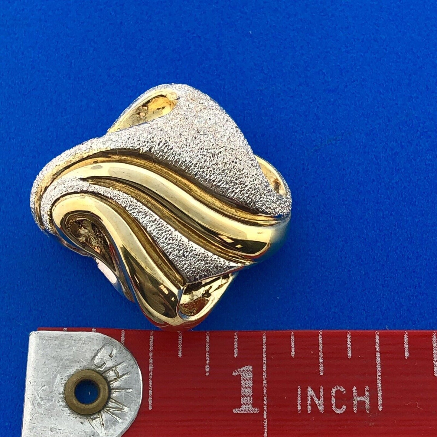 Designer Milor Italy 925 Sterling Silver Two Toned Textured Modernist Pendant