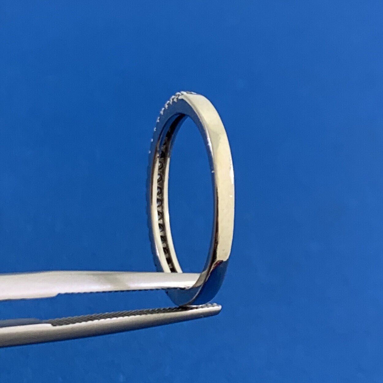 Estate 925 Sterling Silver White Amethyst Wedding Anniversary Stackable Band Rin